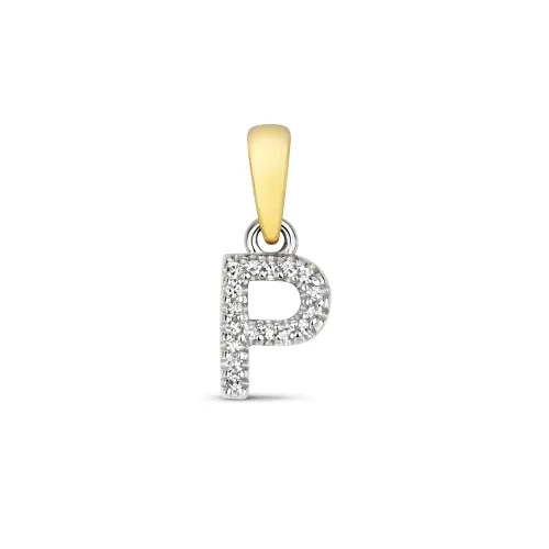 P Diamond Initial Pendent 0.02ct 0.40g - 9ct Yellow Gold 